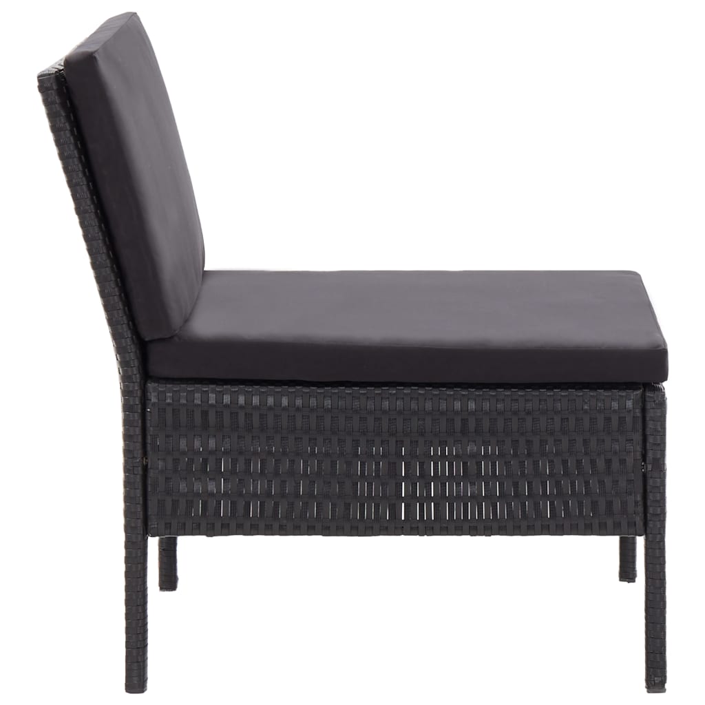 6-tlg. Garten-Lounge-Set mit Auflagen Poly Rattan Schwarz