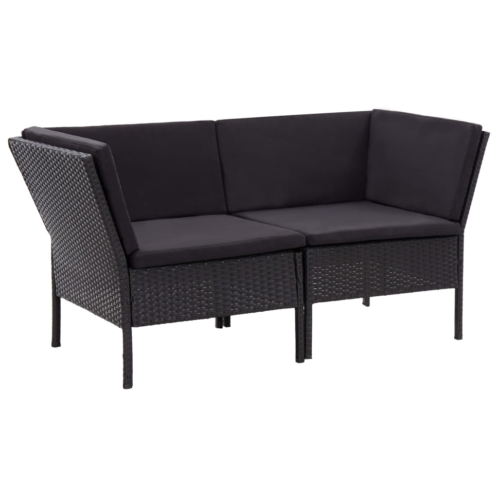 6-tlg. Garten-Lounge-Set mit Auflagen Poly Rattan Schwarz