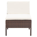 3-tlg. Garten-Lounge-Set mit Auflagen Poly Rattan Braun