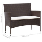 5-tlg. Garten-Lounge-Set mit Auflagen Poly Rattan Braun