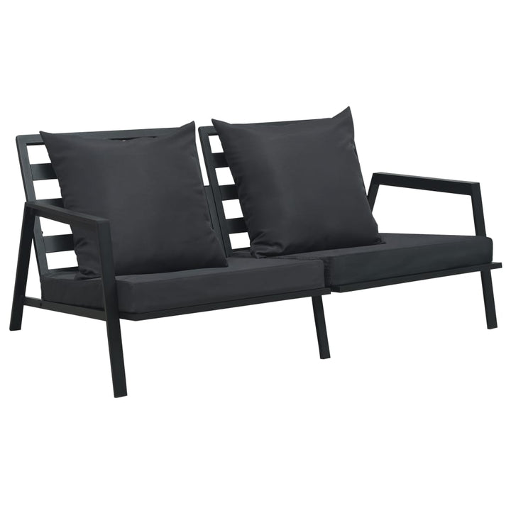 2-Sitzer-Gartensofa mit Auflagen Dunkelgrau Aluminium