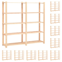 Lagerregale 5 Böden 10 Stk 170x38x170cm Massivholz Kiefer 500kg