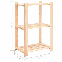Lagerregale 3 Böden 10 Stk. 60x38x90cm Massivholz Kiefer 150kg