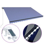 Markise mit Windsensor & LED 500x300cm Blau und Weiß