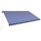 Markise mit Windsensor & LED 500x300cm Blau und Weiß