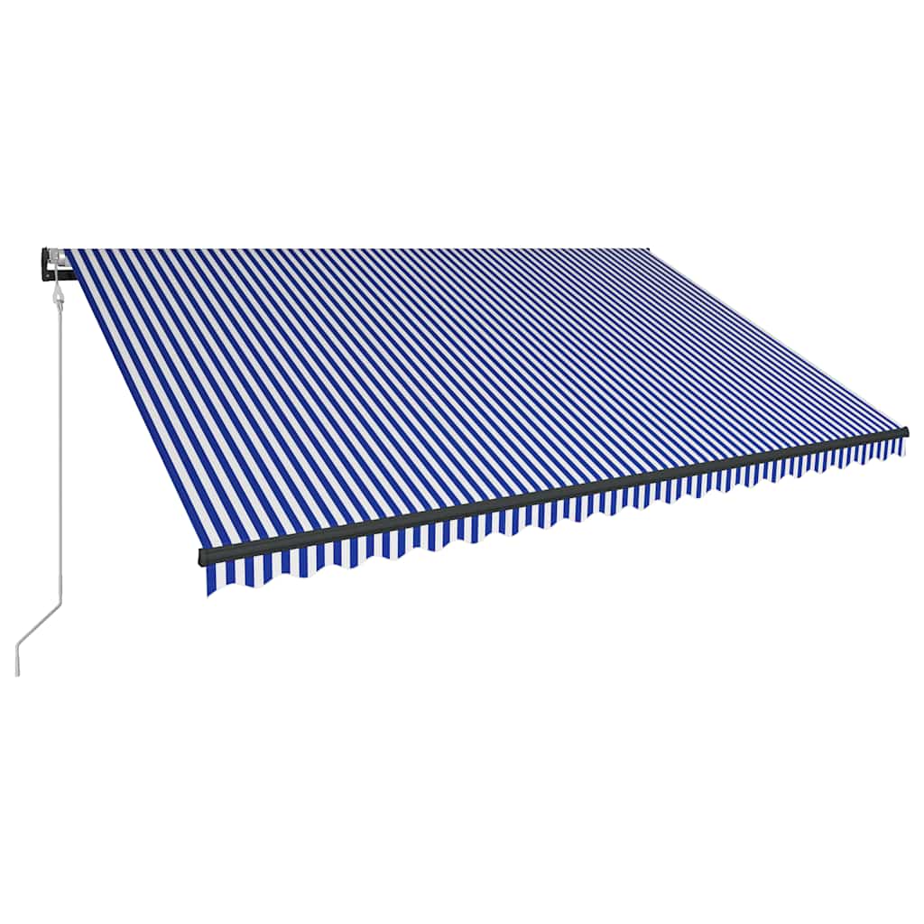Markise mit Windsensor & LED 500x300cm Blau und Weiß
