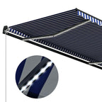 Markise mit Windsensor & LED 500x300cm Blau und Weiß