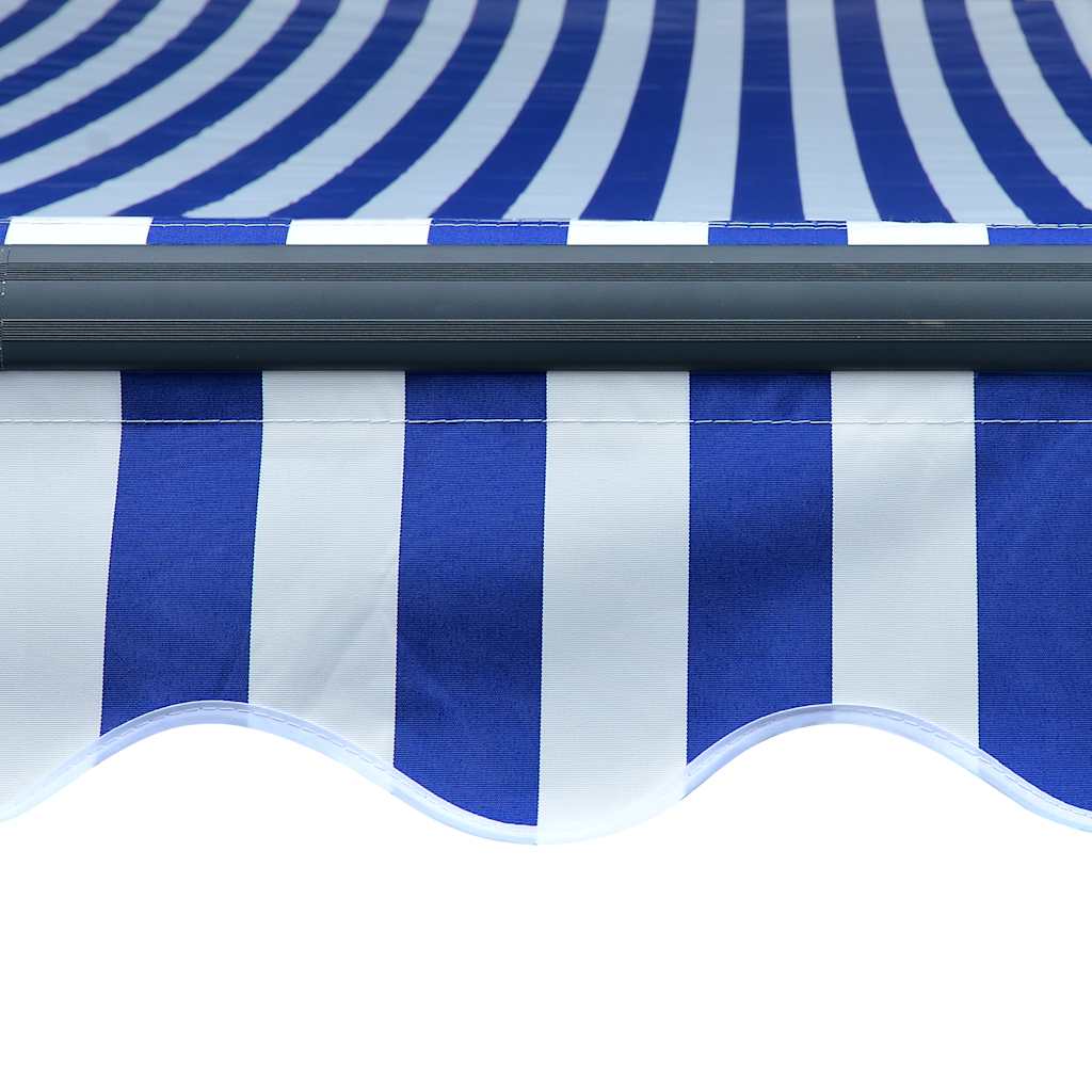Markise mit Windsensor & LED 500x300cm Blau und Weiß