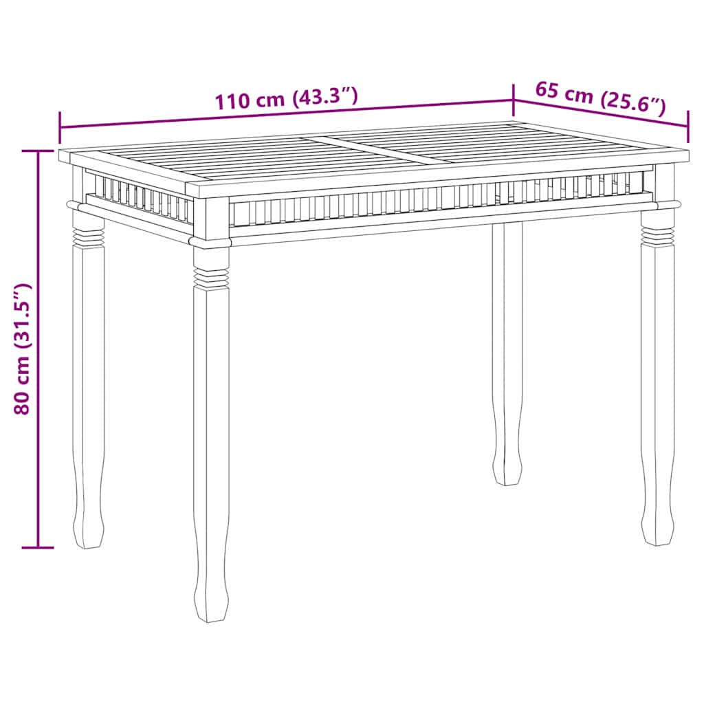 Garten-Esstisch 120x65x80 cm Massivholz Teak