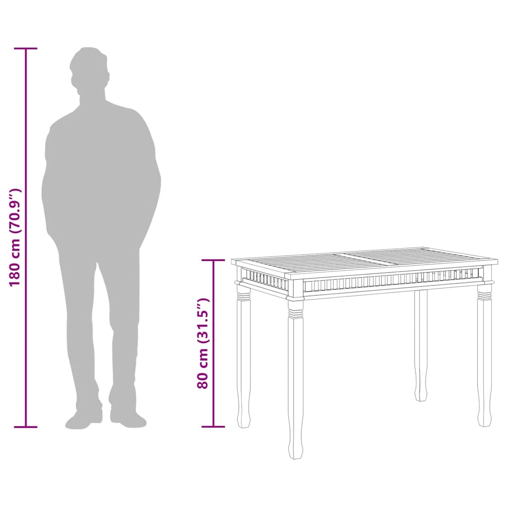 Garten-Esstisch 120x65x80 cm Massivholz Teak