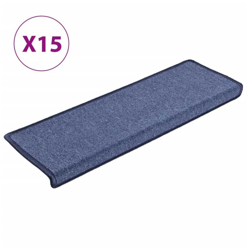 Teppich-Treppenstufen 15 Stk. 65x21x4 cm Blau