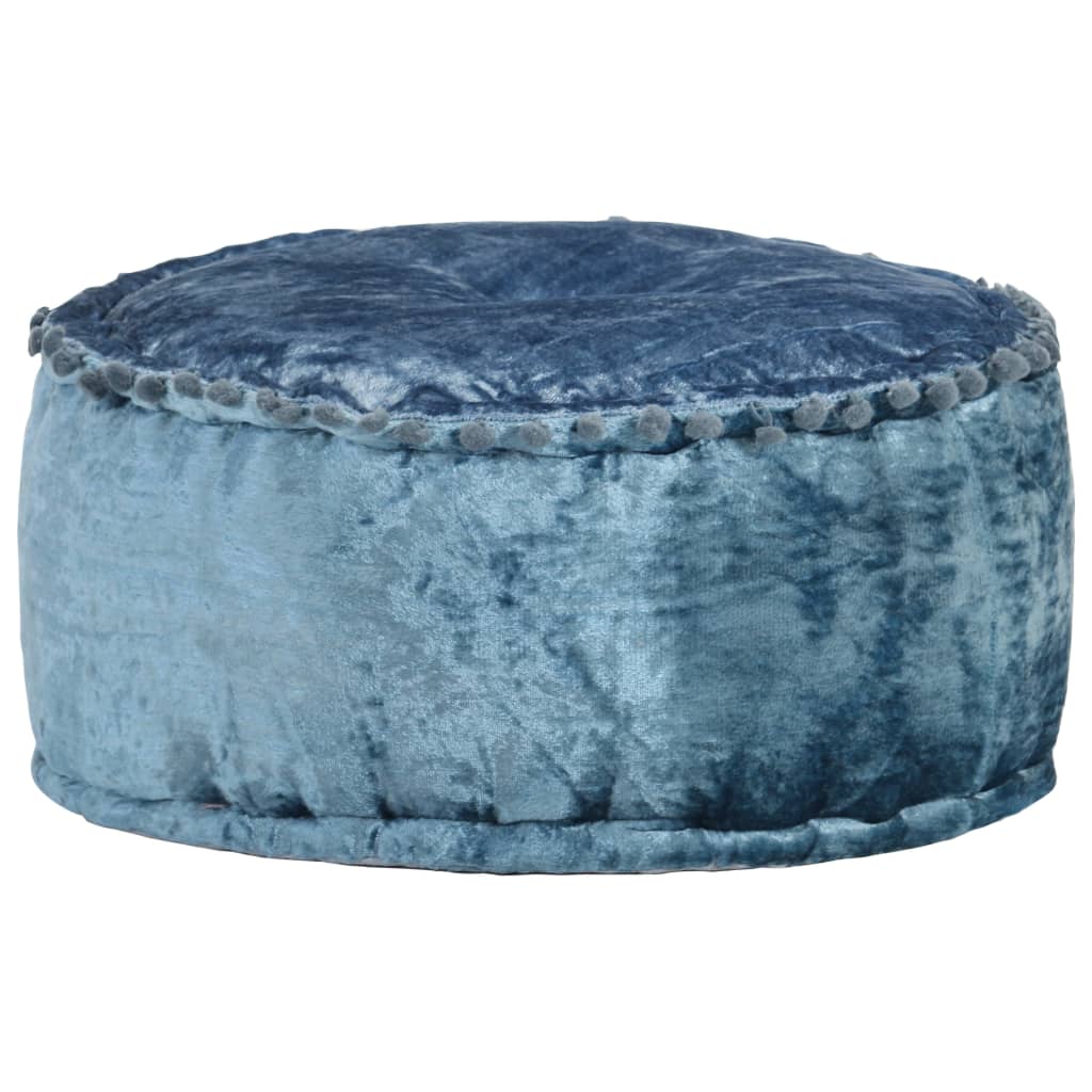 Pouf Rund Samt 40x20 cm Blau