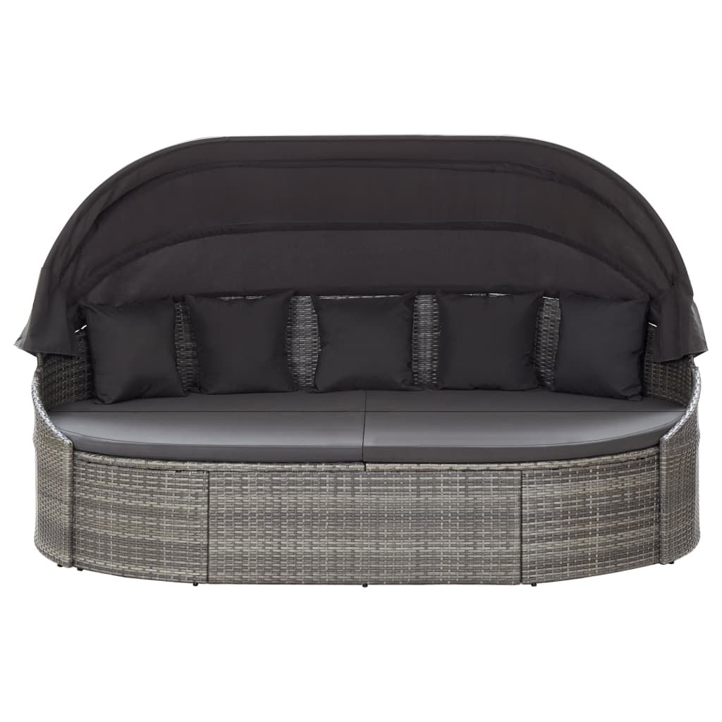 Outdoor-Loungebett mit Dach Grau