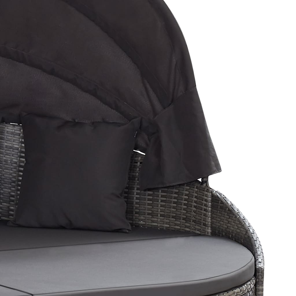 Outdoor-Loungebett mit Dach Grau