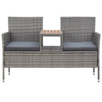 2-Sitzer-Gartenbank mit Teetisch 143 cm Poly Rattan Grau