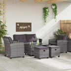6-tlg. Garten-Sofagarnitur mit Auflagen Poly Rattan Dunkelgrau