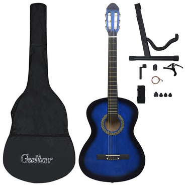 12-tlg. Klassikgitarren-Set für Anfänger Blau 4/4 39"