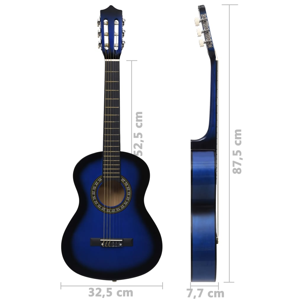 Klassikgitarre für Anfänger und Kinder Blau 1/2 34"