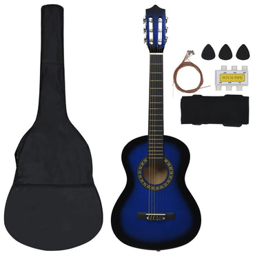 8-tlg. Klassische Gitarre Set für Anfänger Blau 1/2 34"