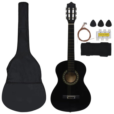 8-tlg. Klassikgitarren-Set für Anfänger Schwarz 1/2 34"