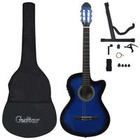 12-tlg. Western Gitarren-Set mit Equalizer und 6 Saiten Blau