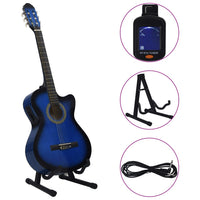 12-tlg. Western Gitarren-Set mit Equalizer und 6 Saiten Blau