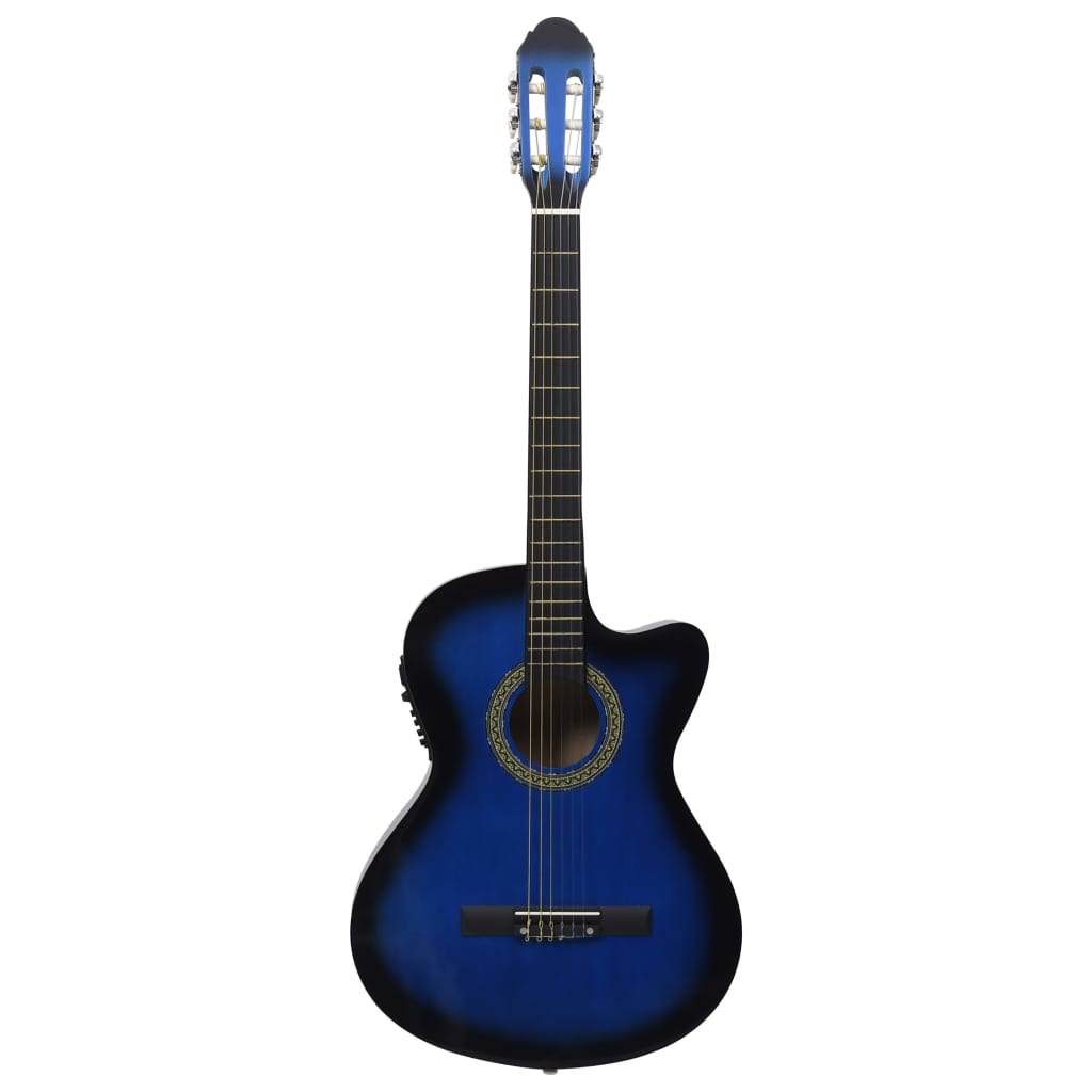 12-tlg. Western Gitarren-Set mit Equalizer und 6 Saiten Blau