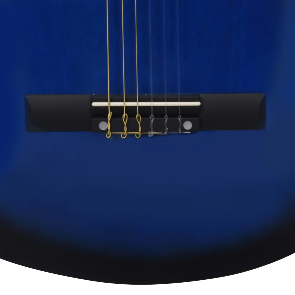 12-tlg. Western Gitarren-Set mit Equalizer und 6 Saiten Blau