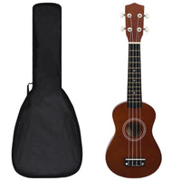 Sopran Ukulele Set für Kinder mit Tasche Dunkles Holz 21"