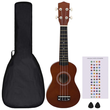 Sopran Ukulele Set für Kinder mit Tasche Dunkles Holz 21"