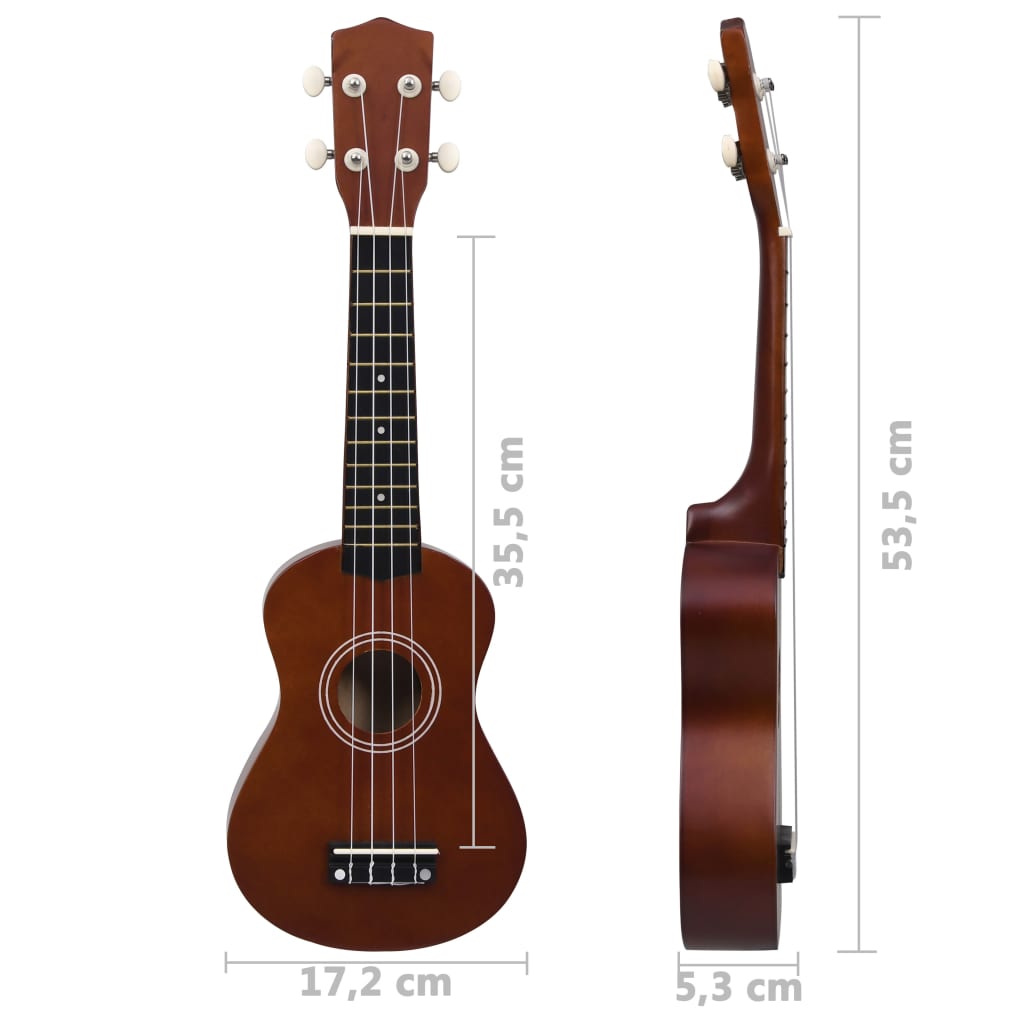 Sopran Ukulele Set für Kinder mit Tasche Dunkles Holz 21"