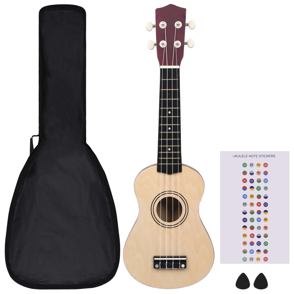 Sopran Ukulele Set für Kinder mit Tasche Dunkles Holz 21"