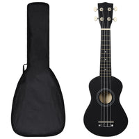 Sopran-Ukulele-Set mit Tasche für Kinder Schwarz 21"