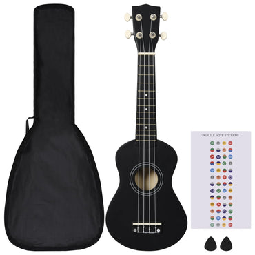 Sopran-Ukulele-Set mit Tasche für Kinder Schwarz 21"