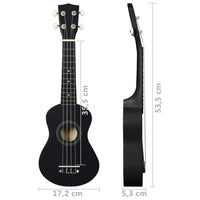 Sopran-Ukulele-Set mit Tasche für Kinder Schwarz 21"