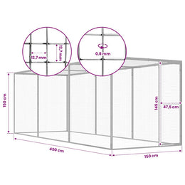 vidaXL Katzenkäfig 4,5x1,5x1,5 m Verzinkter Stahl