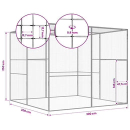 vidaXL Katzenkäfig 3x3x2,5 m Verzinkter Stahl
