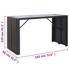 7-tlg. Gartenbar-Set mit Auflagen Poly Rattan Schwarz