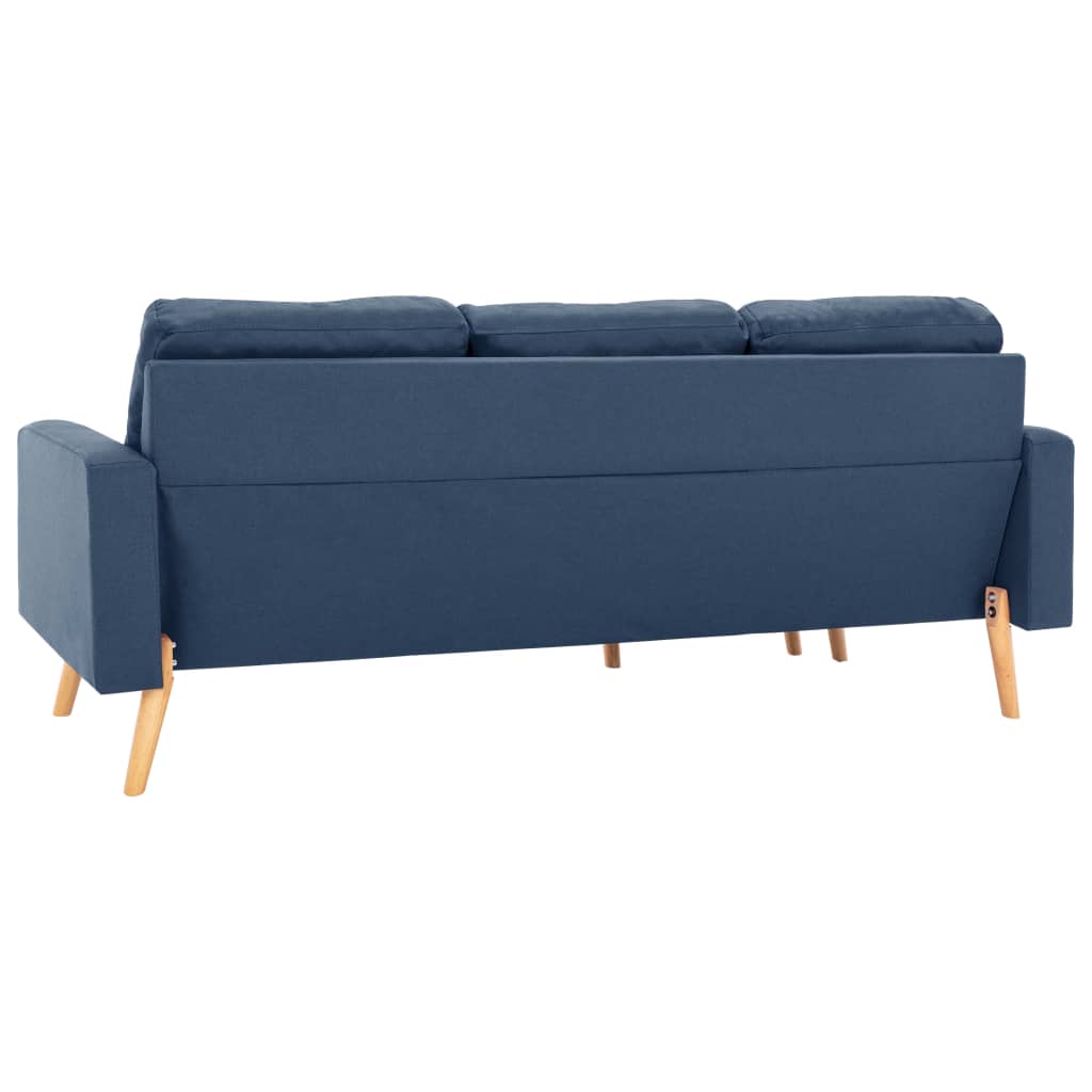 3-Sitzer-Sofa mit Hocker Blau Stoff