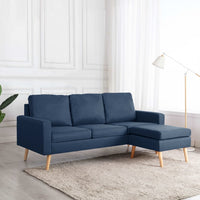 3-Sitzer-Sofa mit Hocker Blau Stoff