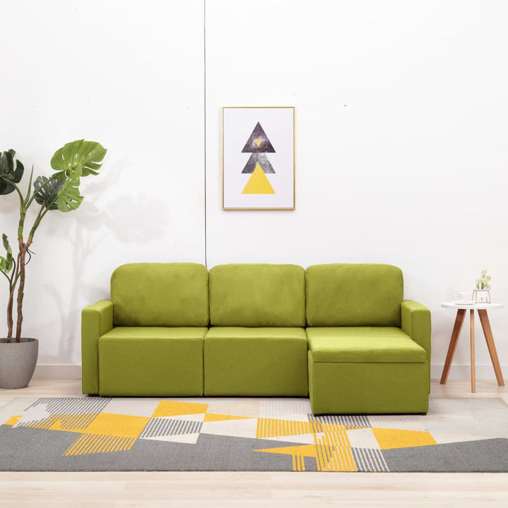 Modulares 3-Sitzer-Schlafsofa Grün Stoff