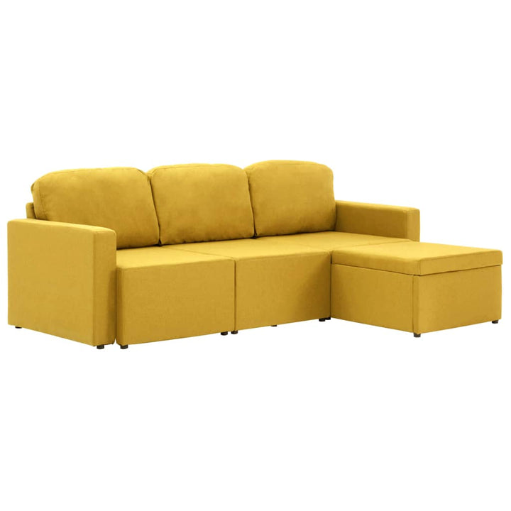 Modulares 3-Sitzer-Schlafsofa Gelb Stoff