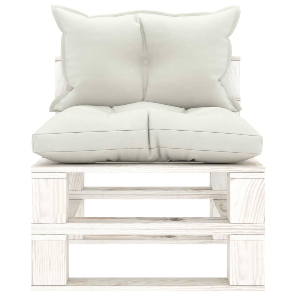 Garten-Paletten-Mittelsofa mit Kissen in Beige Holz