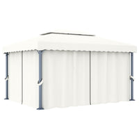 Pavillon mit Vorhang 4x3 m Cremeweiß Aluminium