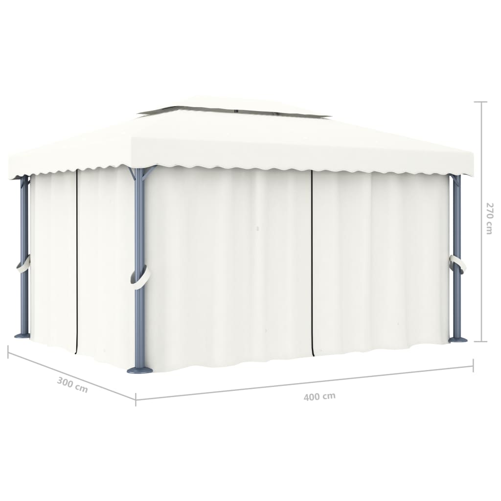 Pavillon mit Vorhang 4x3 m Cremeweiß Aluminium