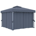 Pavillon mit Vorhang 3x3 m Anthrazit Aluminium