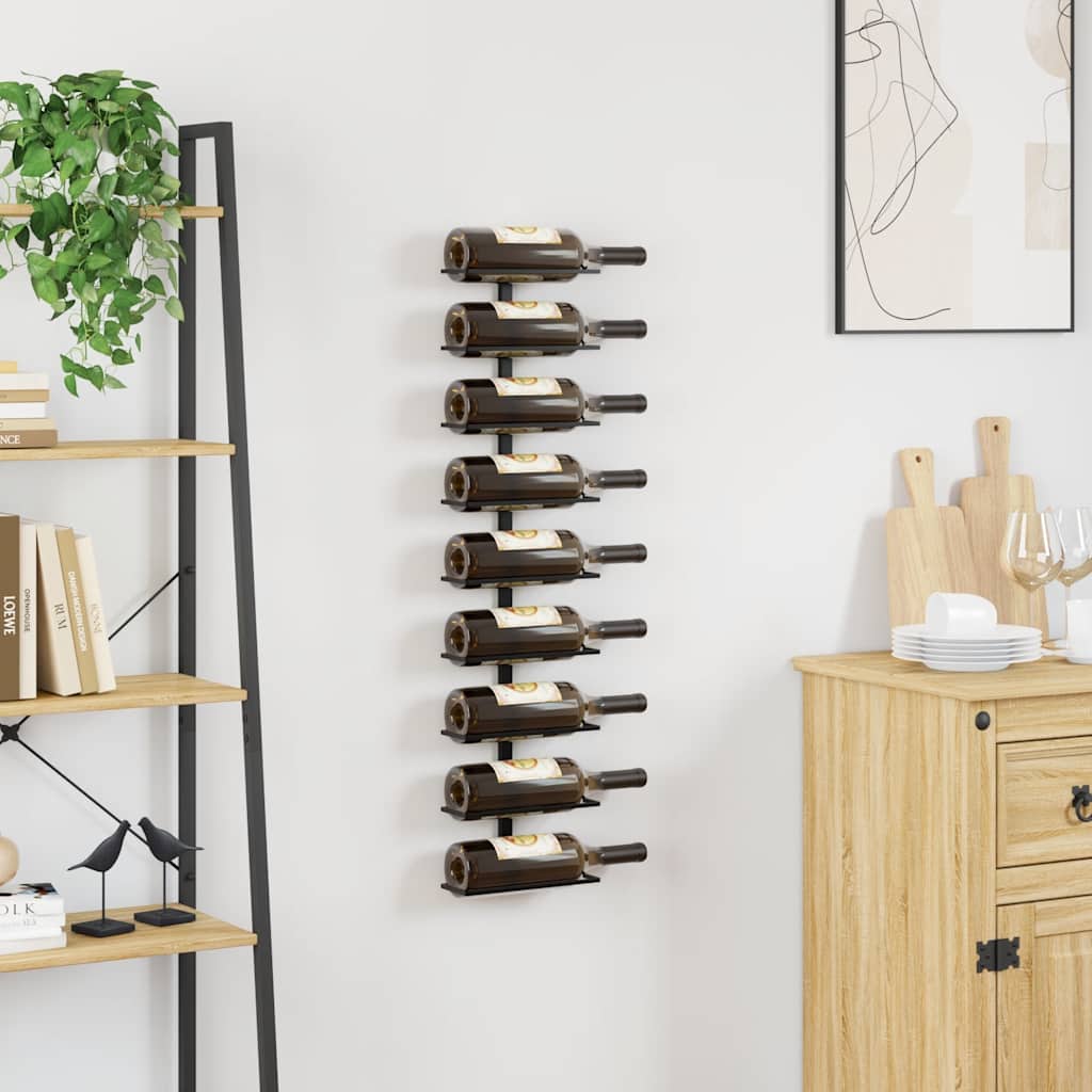 Wand-Weinregal für 9 Flaschen Schwarz Eisen