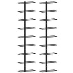 Wand-Weinregale für 18 Flaschen 2 Stk. Schwarz Eisen