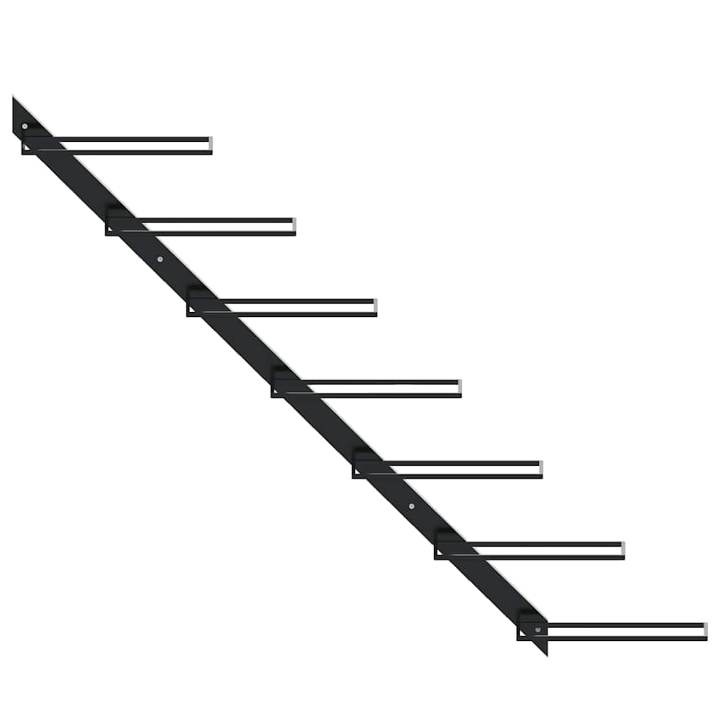 Wand-Weinregal für 7 Flaschen Schwarz Metall