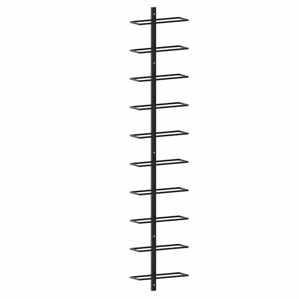 Wand-Weinregal für 10 Flaschen Schwarz Metall